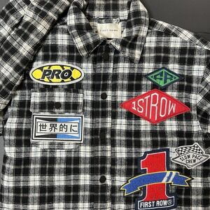 First Row Flannel Jacket Men's S Embroidered Patches  Grunge Western Cowboy